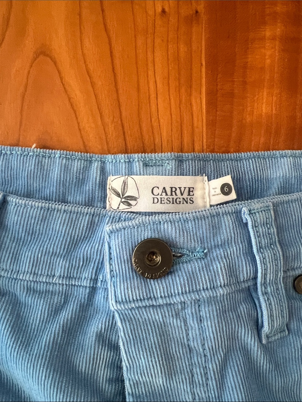 Carve Designs Sky Blue Corduroy Button-Front Shorts
